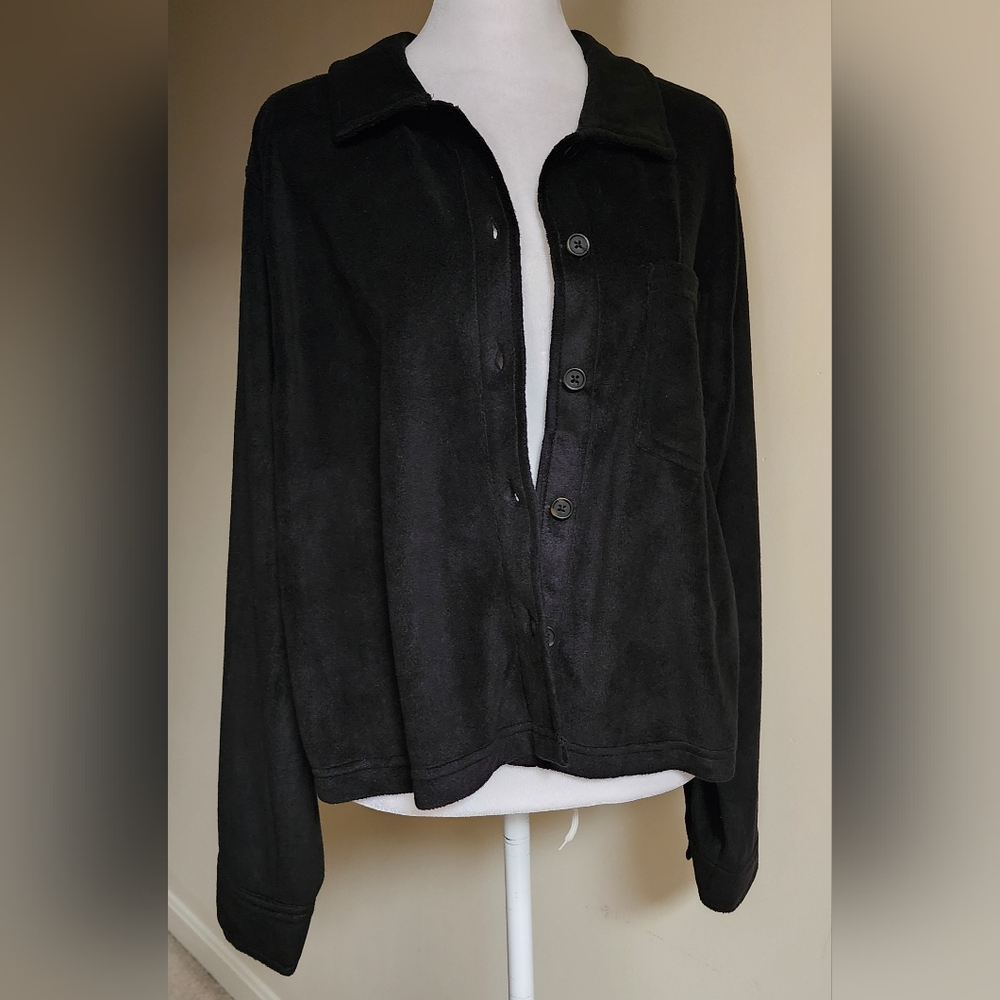 NWT Wallflower Black Fleece Button-up Shirt Women's Size L